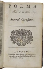 1713 MATTHEW PRIOR Poetry POEMS ON SEVERAL OCCASIONS Verse