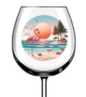 12x Colourful Flamingo Beach Sunset Vinyl Sticker Decal Tumbler Wine Glass Car
