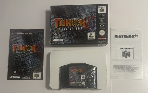 Turok 2 Seeds Of Evil (1998) Nintendo 64 Game Cartridge N64, Box Game and Manual - Picture 4 of 10