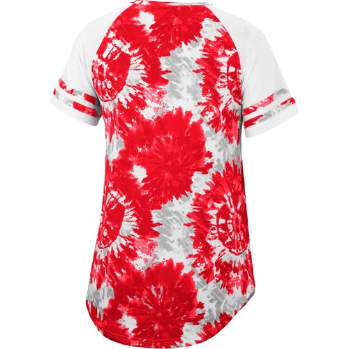 Women's Colosseum Red/White Wisconsin Badgers Annie Oversized Tie-Dye Raglan - Imagen 3 de 3