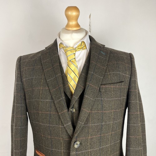 Blazer y chaleco Broadstone Bros para hombre 44R verde oscuro espiga tweed cuadros - Imagen 2 de 21