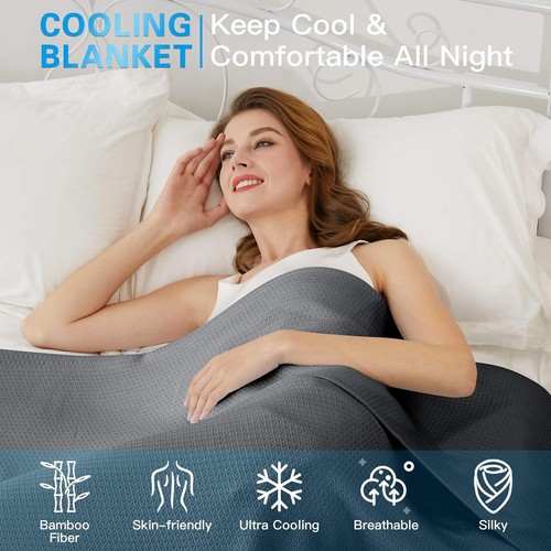 AmyHomie Cooling Blanket King Size, 100% (108"x90"), Dark Gray - Picture 3 of 8