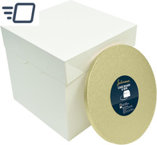 10" Pale Gold Board & Tall Box Set | Premium Cake Box & Gold Drum, Tra
