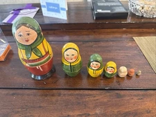 Wooden Russian Doll Wood Nesting Dolls 7  Vintage Rare made in Soviet Union 