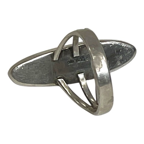 Anillo abulón vintage mexicano de plata esterlina largo alargado talla 8 5,1 g - Imagen 16 de 24