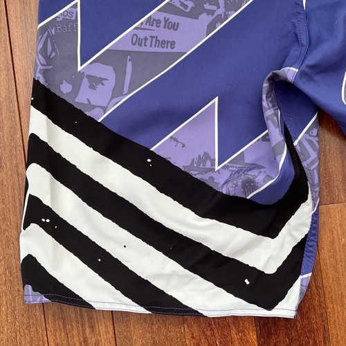 Vtg Volcom Board Shorts 90s Style Surf Swim Trunks Frizz Whiz Mod Gray Purple 32 - Picture 19 of 24