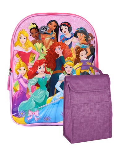 Disney Prinzessinnen Rucksack 15" Arielle mit lila Thermo Brotzeittasche 2-teiliges Set