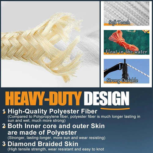 100 Fuß 1/4 Zoll Nylon Polyseil Starke Utility Polyesterschnur für Wäscheleine Flagge - Bild 2 von 2