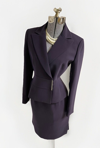 Tahari ASL Rock Anzug Größe Petite 4P Zweiteiliges Set Zweireiher Deep Purple - Bild 1 von 22