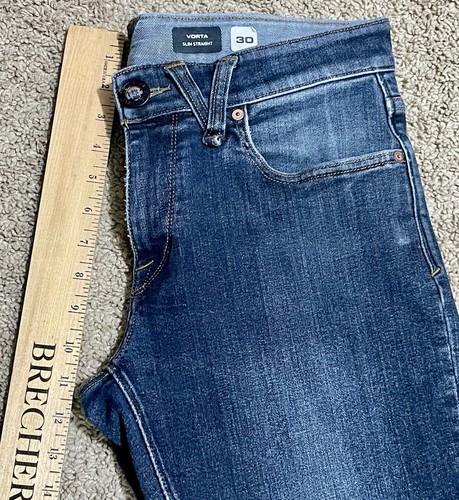 Vintage Volcom Jeans Mens Sz 30x30 Blue Wash Vorta Silm Fit Pants Straight Logo - Picture 17 of 20