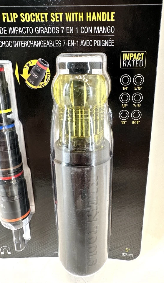 Klein Tools 7 em 1 soquete flip de impacto conjunto de vários bits com alça modelo 32910 - Imagem 4 de 4