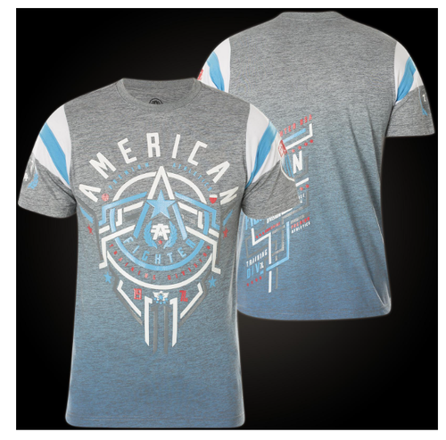 $ 45 American Fighter graues PHILMONT Athletik Training Fitnessstudio Grafik T-Shirt neu mit Etikett - Bild 1 von 4