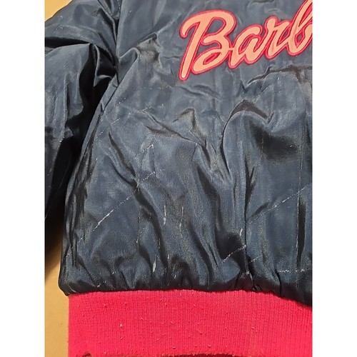 Kinder Barbie Bomberjacke Marine Rosa Blume Reißverschluss Track Style Oberbekleidung Größe 6 - Bild 11 von 17