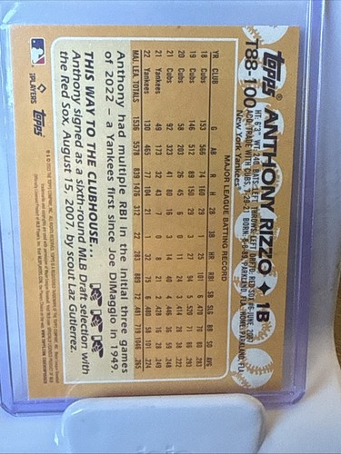 2023 Topps Serie 1 - 1988 Topps Béisbol Anthony Rizzo #T88-100 - Imagen 6 de 10