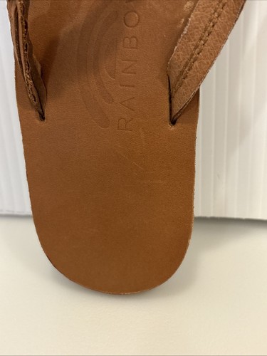 Rainbow Flip Flop Thong Sandals Braided Leather Top Women 5.5-6.5 Tan Beach Yoga - Picture 18 of 24