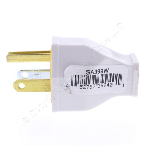 Eaton SA399W White 15A Straight Blade Plug Cord End 125V NEMA 5-15 5-15P Bulk - Picture 5 of 5