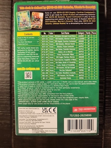 Dragon Ball Super Card Game - Starter Deck 19 Green Fusion - DBS-SD19 - Zenkai - Picture 2 of 2
