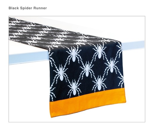 Table Runner 72 inch Spider Pattern Black White Orange Fall Halloween Decor - Picture 4 of 4
