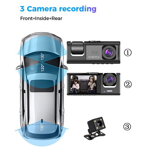 HD 1080P Car Dual Lens Dash Cam Front/Rear/Inside Video Recorder Camera G-sensor - Picture 12 of 19