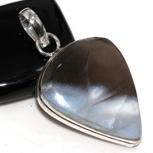 Owhyee Blue Opal 925 Silver Plated Gemstone Pendant 1.7" Jewelry Gift MJ