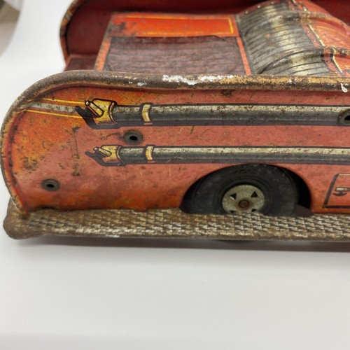 Vintage Louis Marx & Co Toy Firetruck Fire Engine Friction Motor Pressed Metal - Picture 8 of 12