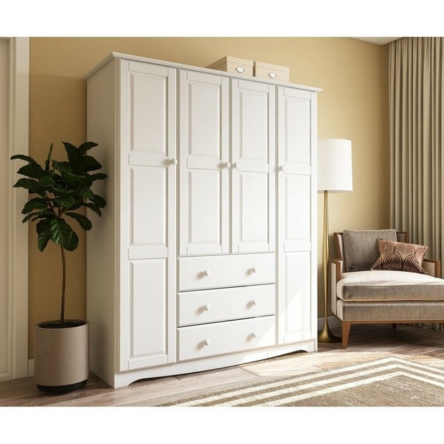Family 4 Door Solid Wood Wardrobe Armoire Closet By Palace For