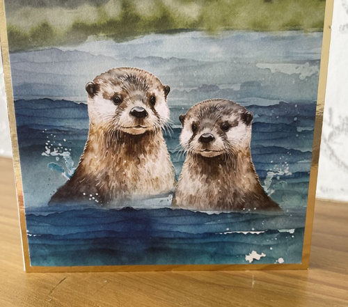 Carta lontra marina fatta a mano DL 8"x4" tema Higland - Thinking of You Ocean Scotland - Foto 3 di 6
