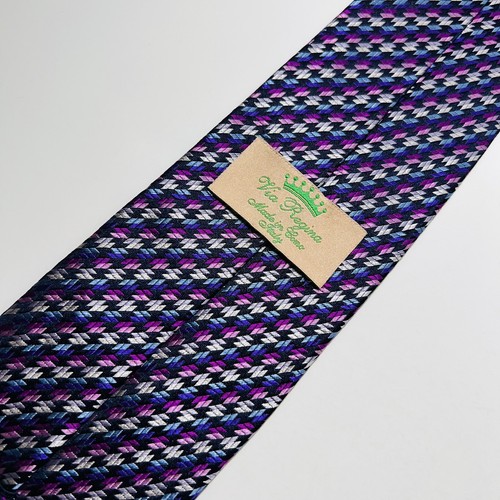 Via Regina rosa, blau & lila Seidenkrawatte 100 % Made in Italy 61x3,25"" Neu ohne Etikett