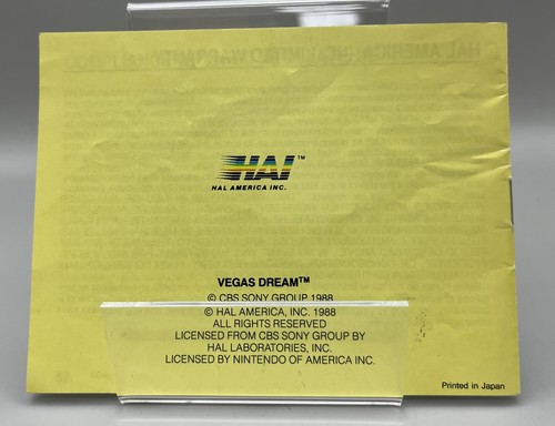 Vegas Dream (Nintendo NES, 1988) Instruction Manual Only - Picture 2 of 2
