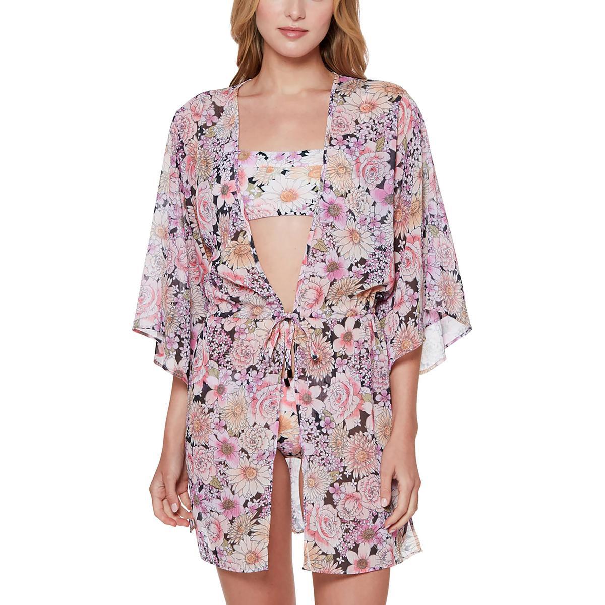 Женский розовый кафтан Sanctuary с цветочным принтом, закрывающий галстук спереди, XL BHFO 3007