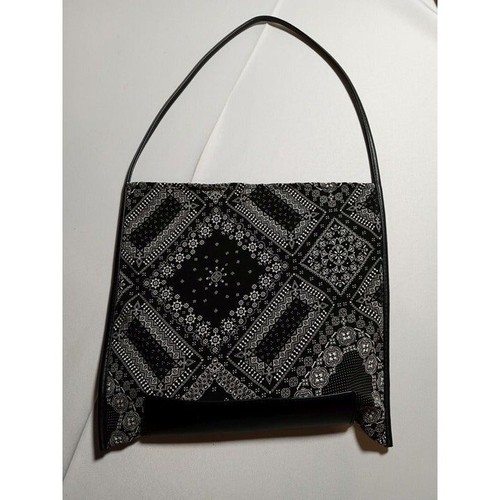 Shein Black Paisley Print Polyester Slouchy Shoulder Bag - Picture 3 of 4