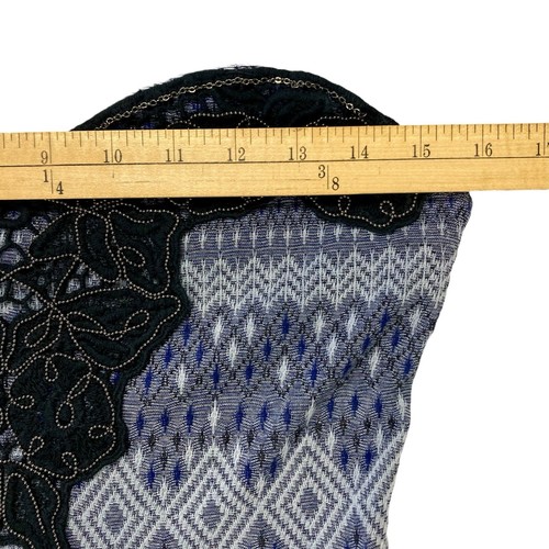 Free People Strapless Mini Dress Sz M Blue Black Embellished Bohemian Coastal - Picture 11 of 16