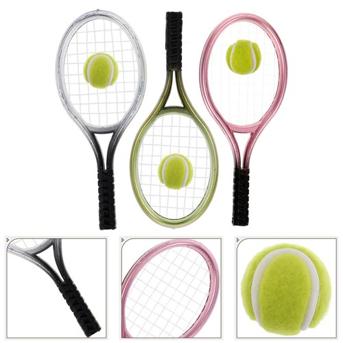 3 Sets Mini Tennis Racket Keychain Baby Child Desktop Model Decoration - Picture 12 of 12
