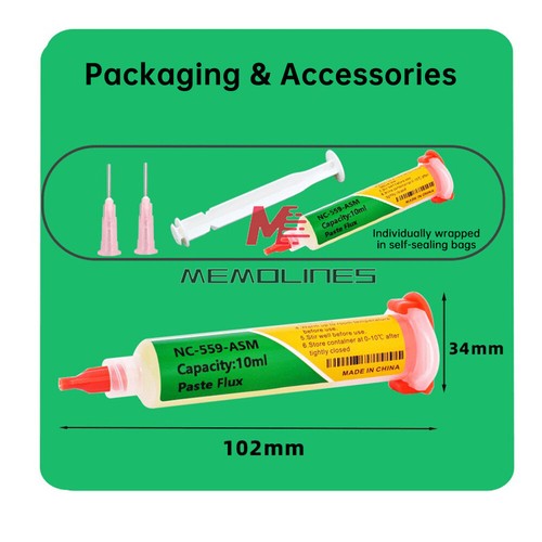 NC-559-ASM NO CLEAN Flux Tacky 10ml Tube Micro Soldering Solder Paste Flux 10cc - Picture 7 of 21