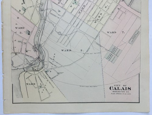Original 1884 York County,Calais City Map,Maine,ME,Colby Atlas,Antique,Old Cty - Picture 6 of 12