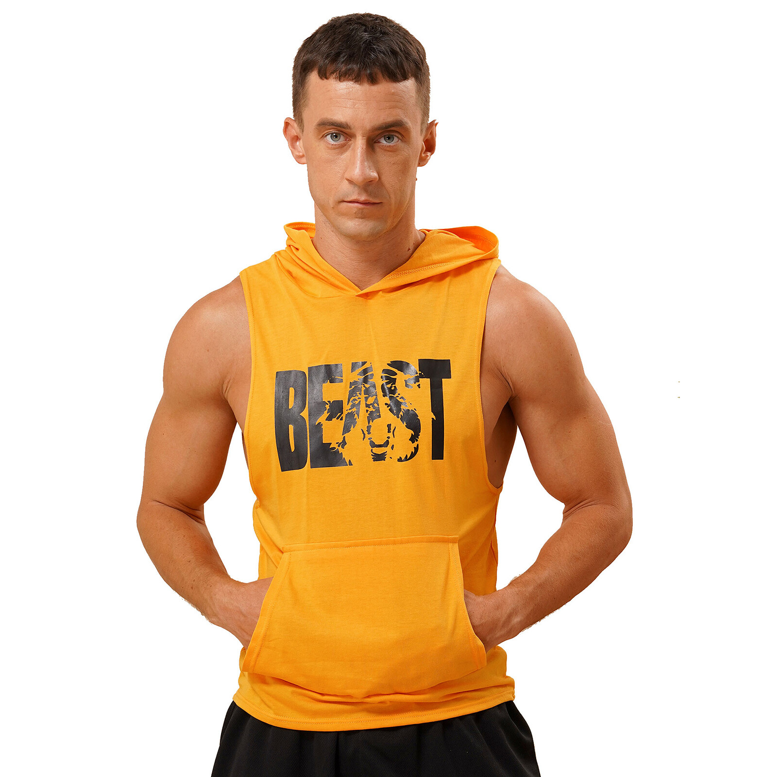 Herren Training Kapuze Tank Tops ärmellos Hoodie Fitnessstudio Shirts Top Fitness Weste T-Shirt - Bild 21 von 73
