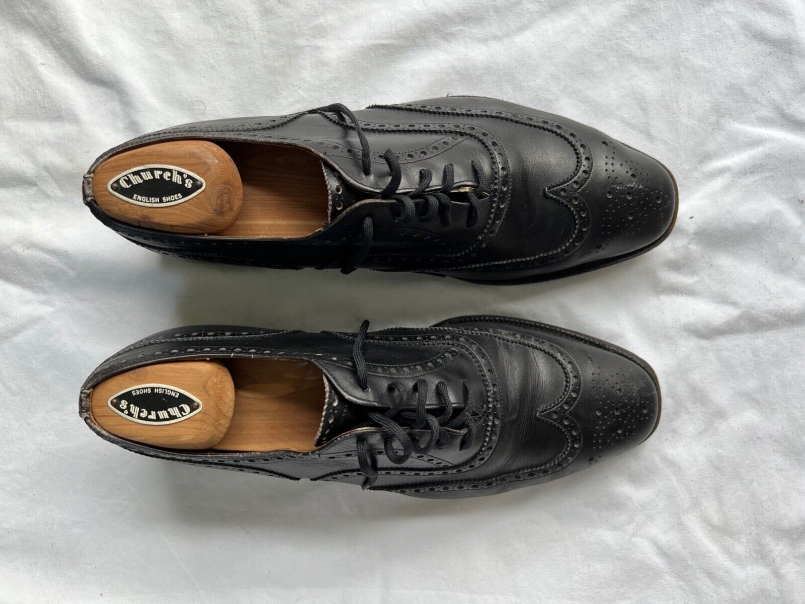 Church's Mens Shoes, Custom Grade, black wingtips, 9.5