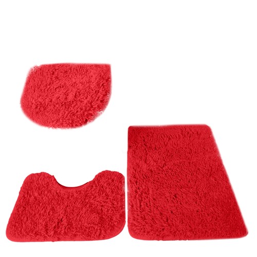 3Pcs Washable No-Slip Bathroom Pedestal Rug Carpet Toilet Lid Cover Bath Mat Set - Bild 22 von 55