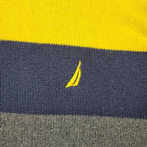 Nautica Sweater Boys Large (14-16) Yellow Cotton 1/4 Zip Colorblock Long Sleeve - Picture 4 of 10