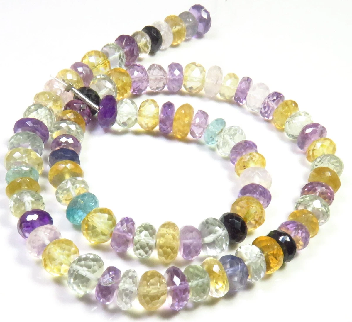 Natural Mix Semi Gemstone Beads 7 8 mm Rondelle Faceted Briolette