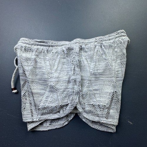 Prana Crochet Shorts Womens Medium White Elastic Waist Lined Beach Boho 90s Y2k - Picture 10 of 12