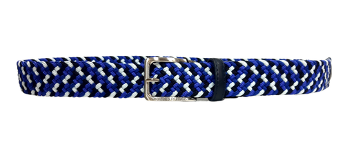 Cintura uomo cinta estiva in pelle e tela elastica elasticizzata intrecciata blu - Picture 26 of 30