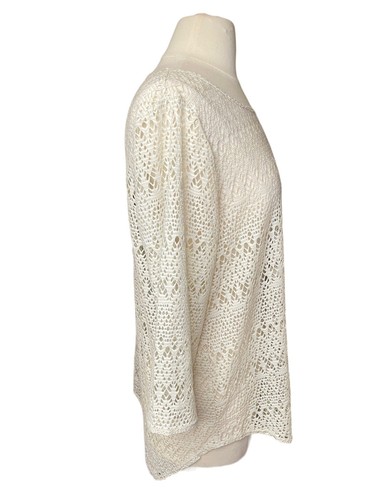 CHICO'S Travelers NEW Metallic Shimmer Lace Top 3/4 Sleeve Size 2 Large US 12 - Picture 3 of 10