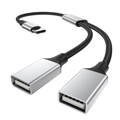 USB C Splitter type c to Dual A Female Adapter Type C 1pack, Black 