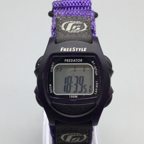 Freestyle Predator Watch Women 30mm Black Purple Band 10Lap New Battery - Picture 1 of 16