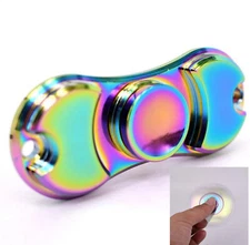 2 SIDE Hand FIDGET Spinner Ball Desk Toy EDC ADHD Stuffer Stocking Focus RAINBOW