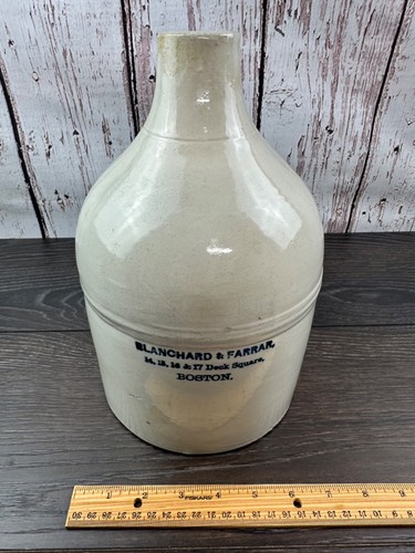 Antique Blanchard & Farrar Stoneware Whiskey Jug 14,15,16,17 Dock Square Boston - Picture 19 of 20