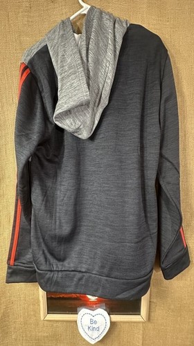 NWT Adidas boys fleece hoodie regular fit charcoal gray XL 18-20 pockets Thailan - Picture 2 of 11