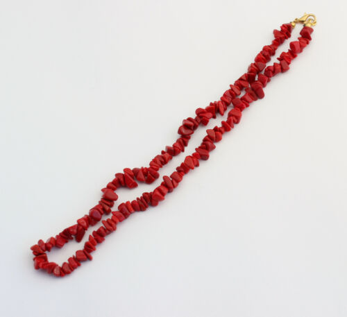Cadena de coral de bambú cadena de astillas cadena de piedras preciosas rojo tambor aprox. 43-45 cm de largo - Imagen 2 de 2