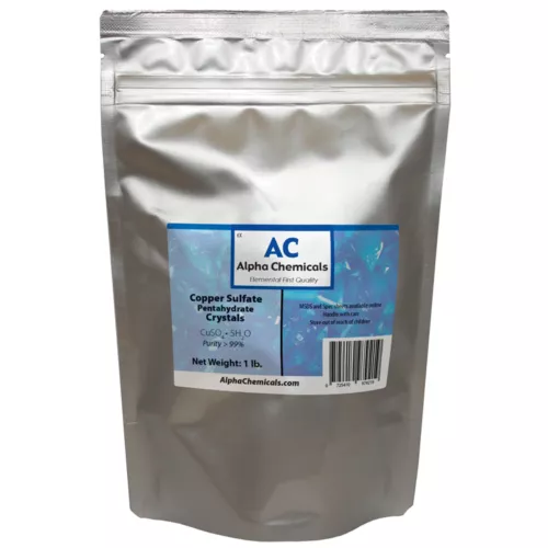 1 Pound - Copper Sulfate Pentahydrate Crystals - 99% Pure